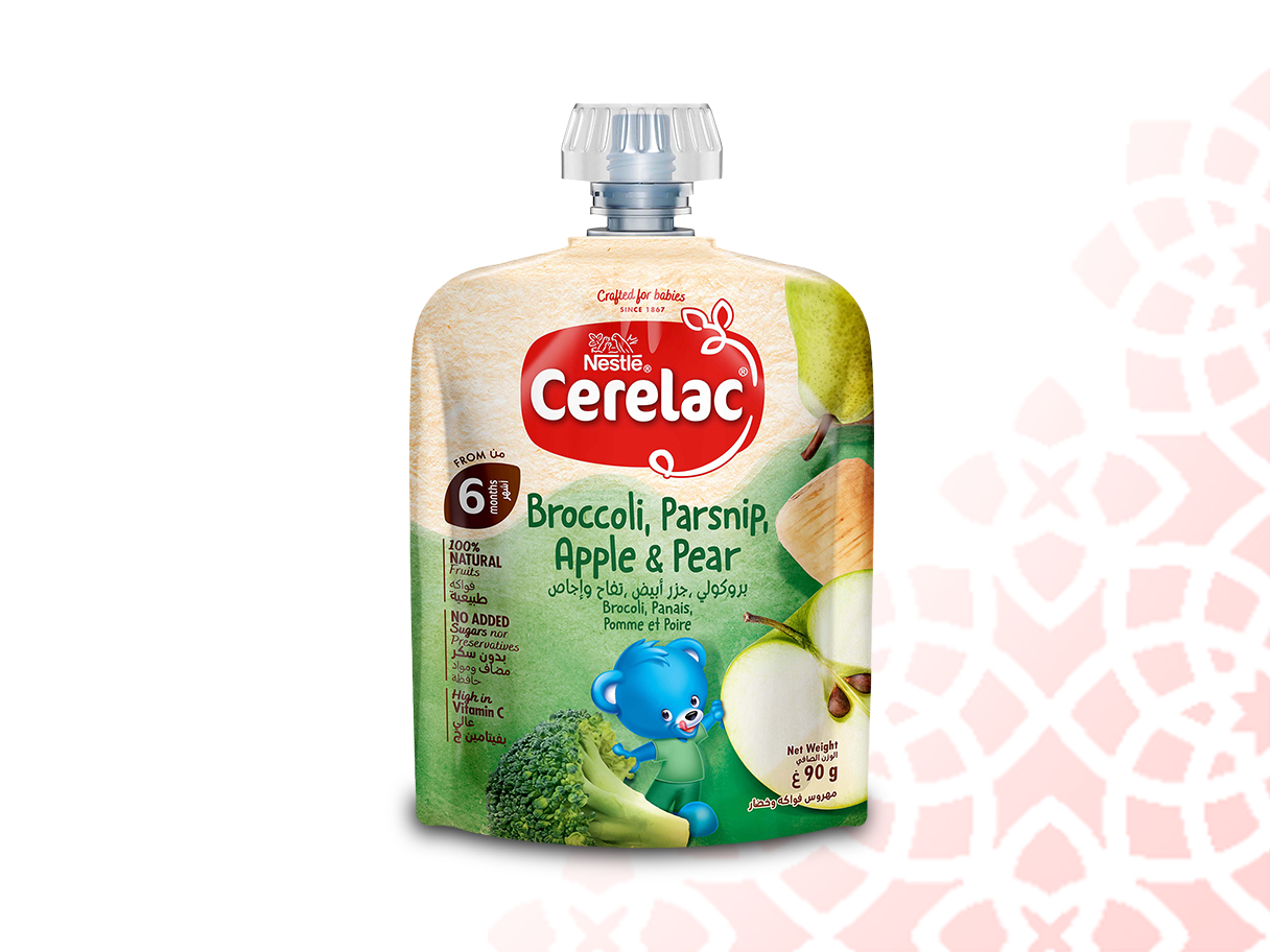Nestlé® CERELAC ® Puree – Broccoli, Parsnip, Apple & Pear 90g - Front