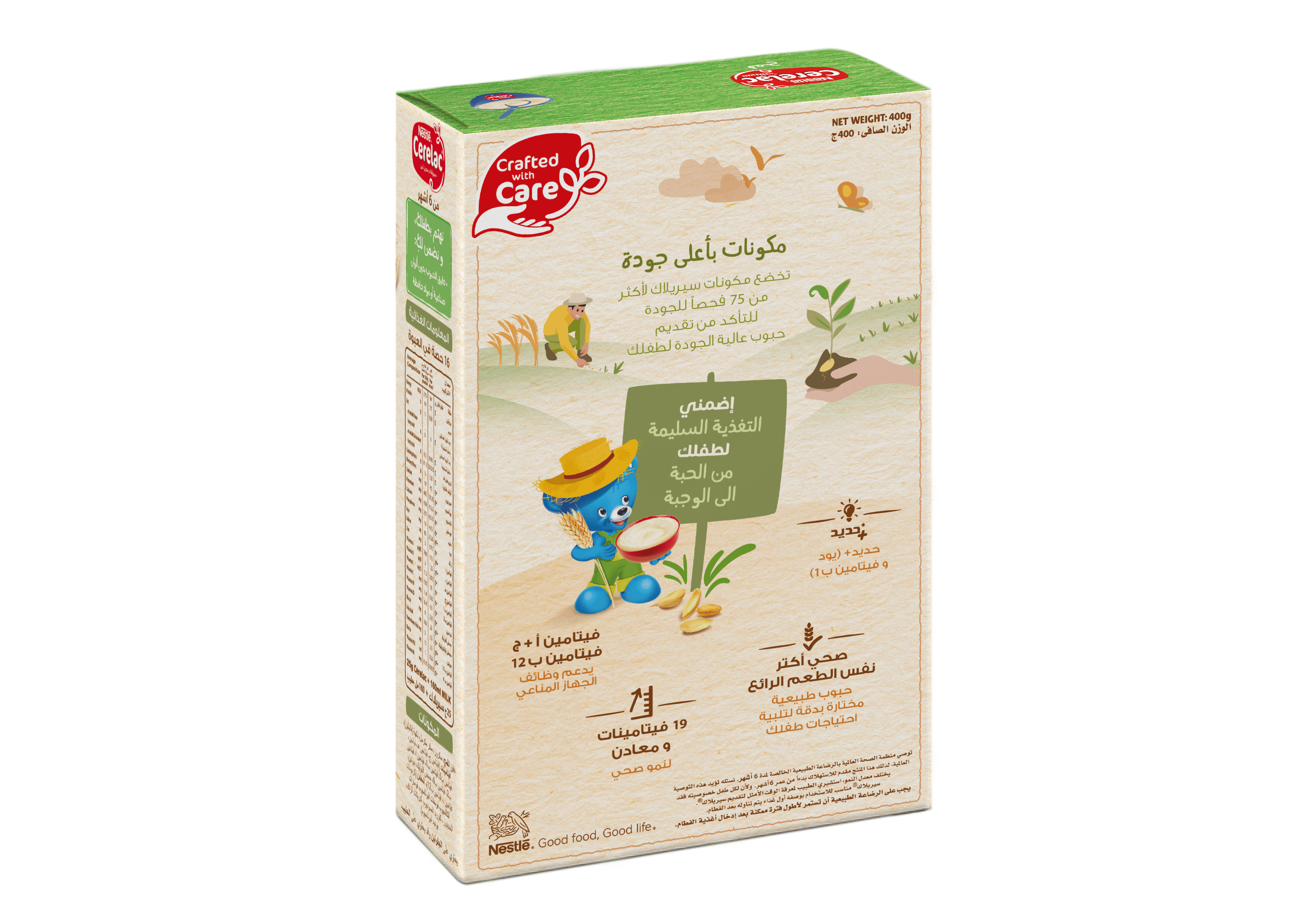 Cerelac wheat without milk 400g pack back image