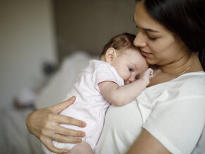 Baby on mothers chest Baby on mothers chest