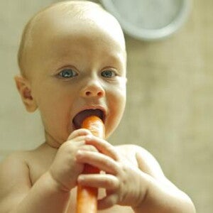 bébé mange des carottes
