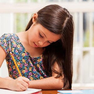 A girl writing