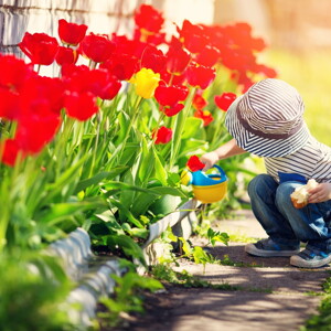 Kid in garden