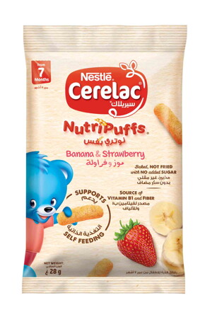 Nestlé® CERELAC ® NutriPuffs – Banana & Strawberry 28g Nestlé® CERELAC ® NutriPuffs – Banana & Strawberry 28g