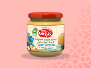 Nestle Cerelac Babyfood Vegetable Puree Jar Cauliflower Zucchini Potato No Added Sugars and Preservatives 125Gm (10m+)