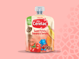 Nestle Cerelac Baby Food Sweet Potato, Banana & Tomato Puree Pouch 90G (6m+)