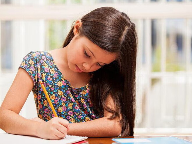 A girl writing