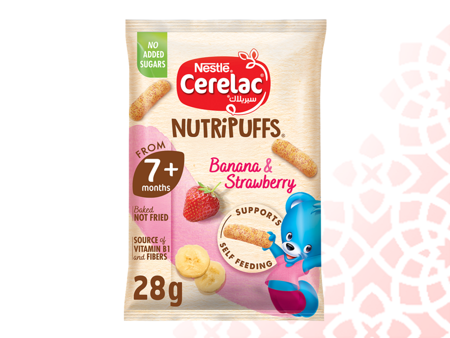 Nestlé® CERELAC ® NutriPuffs – Banana & Strawberry 28g - front