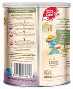 Cereal box with cartoon character holding a bowl.